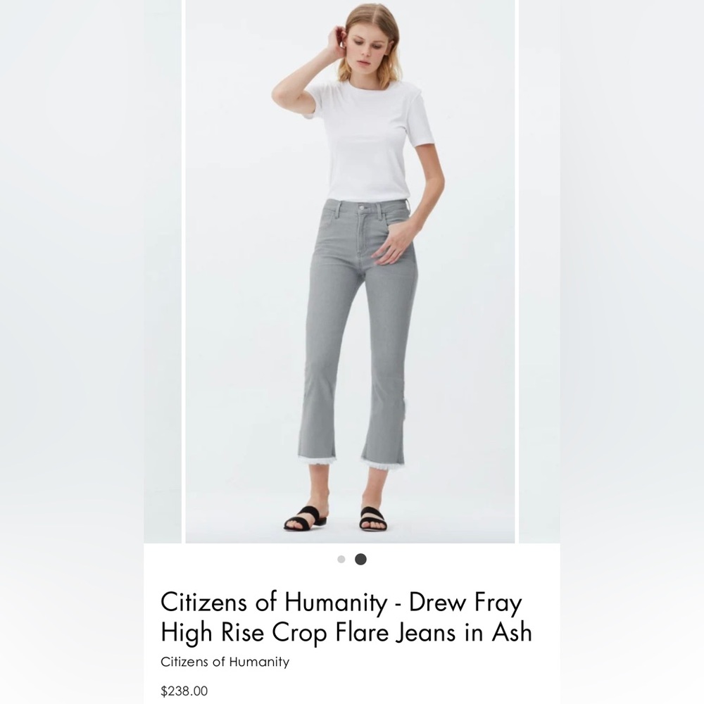 NWOT Citizens of Humanity - Size 25 grey Drew Fray high rise flare in Ash.